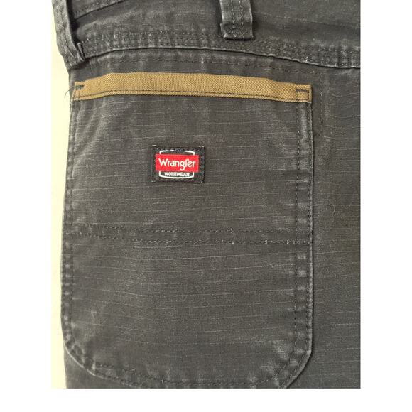 Wrangler Workwear Mens Green Khaki Ripstop Carpenter Cargo Work Pants 38x30 - Picture 4 of 7